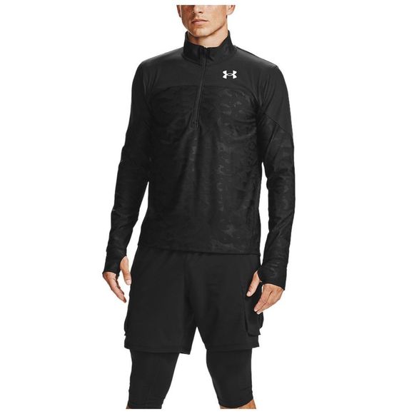 Under Armour 1356169 001 Men Sz S Running L/S Stealth 1/2 Zip Black Camo Jacket - Picture 6 of 8